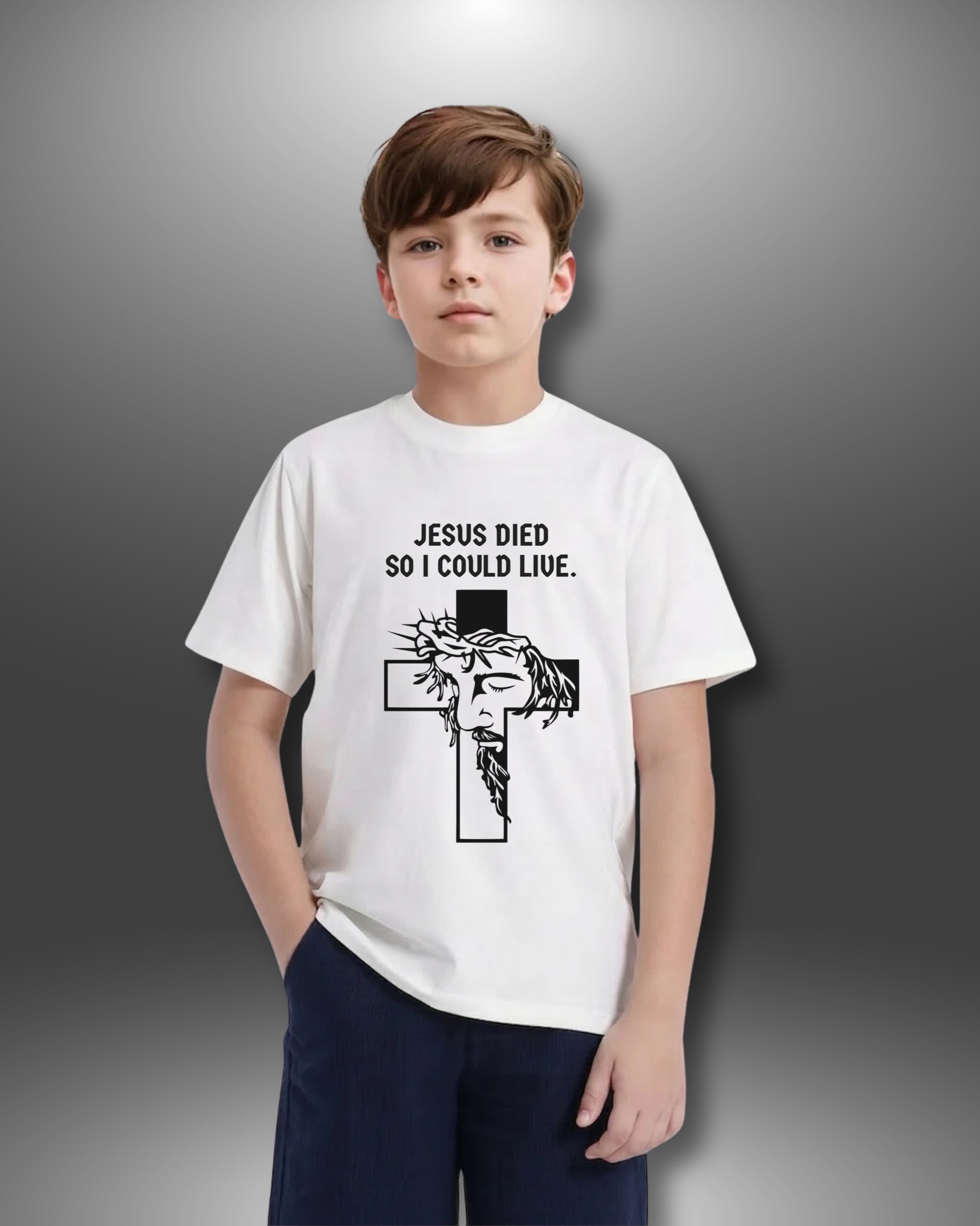 Little Believers — Jesus Died For Us Tee | Christian Kids T-Shirt | 5-13 Years