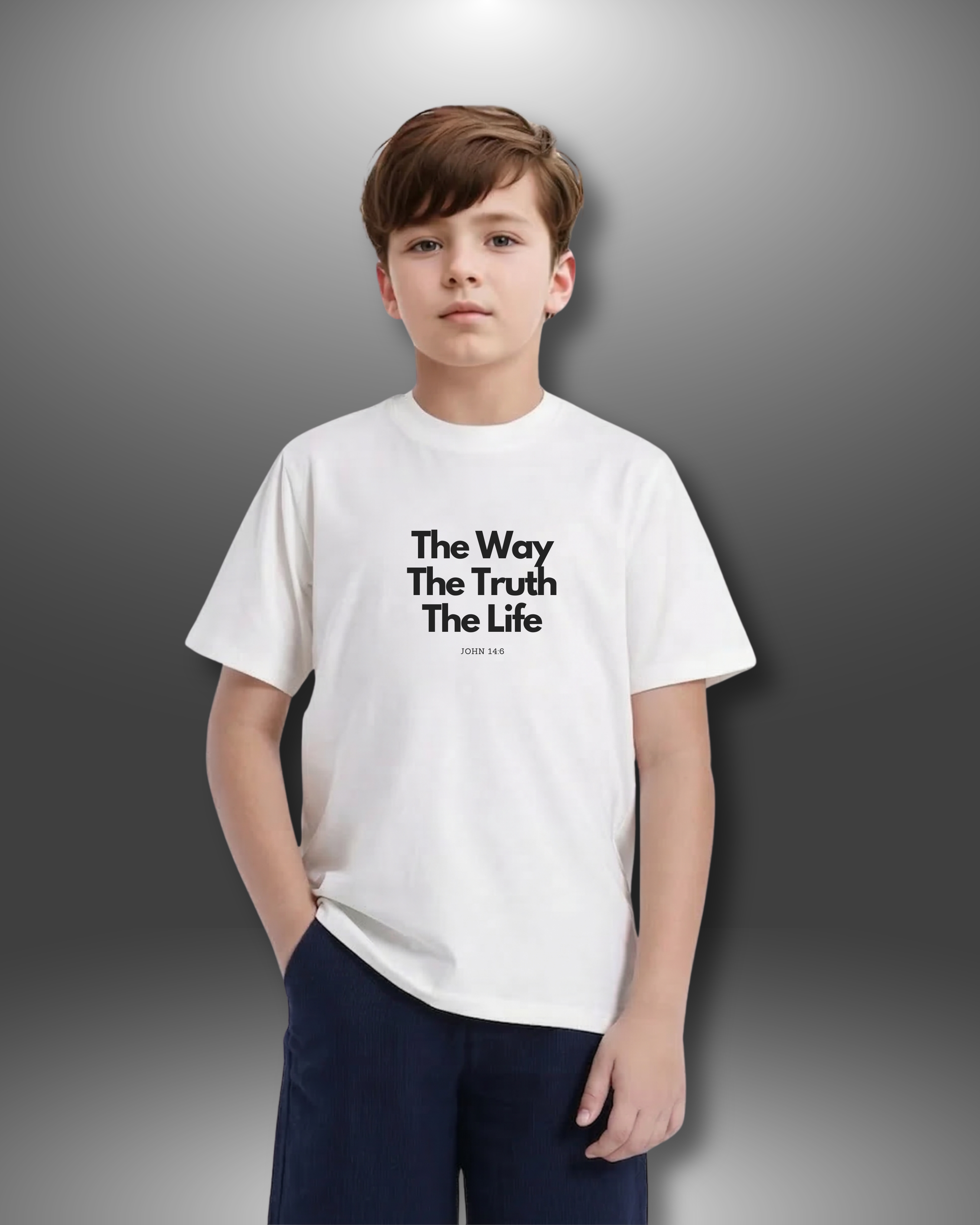 Little Believers — John 14:6 Tee | Christian Kids T-Shirt | White | 5-13 Years