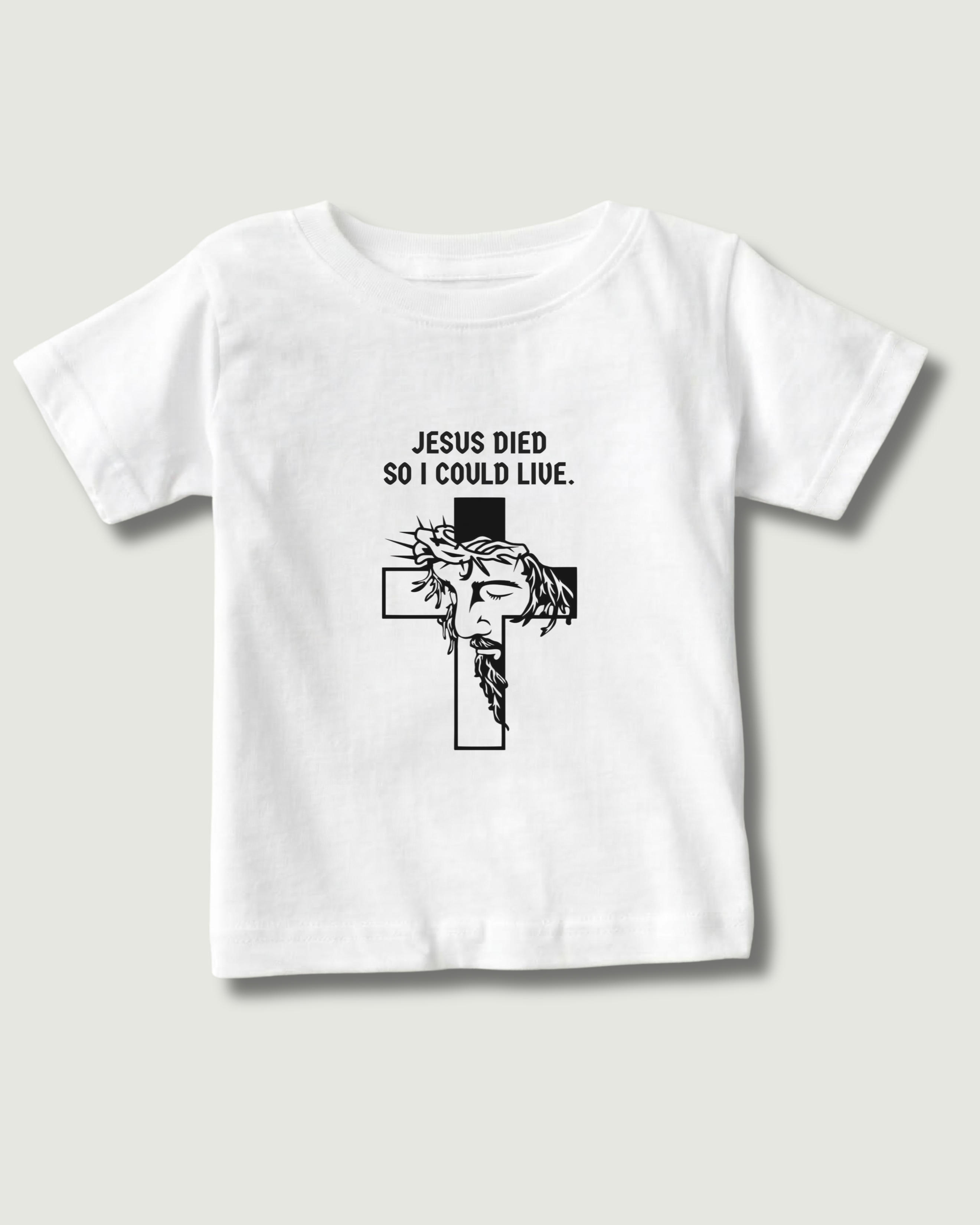 Little Believers - Jesus Died For Us | Christian Kids T-Shirt | White | 0-4 Years